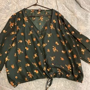Plus Size Sheer Button Top